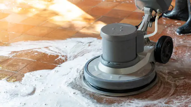 Machine floor scrubbing by Cleanit Center – deep cleaning services for homes and offices in Nairobi